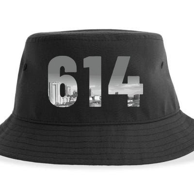 Columbus 614 Area Code Skyline Ohio Vintage Sustainable Bucket Hat