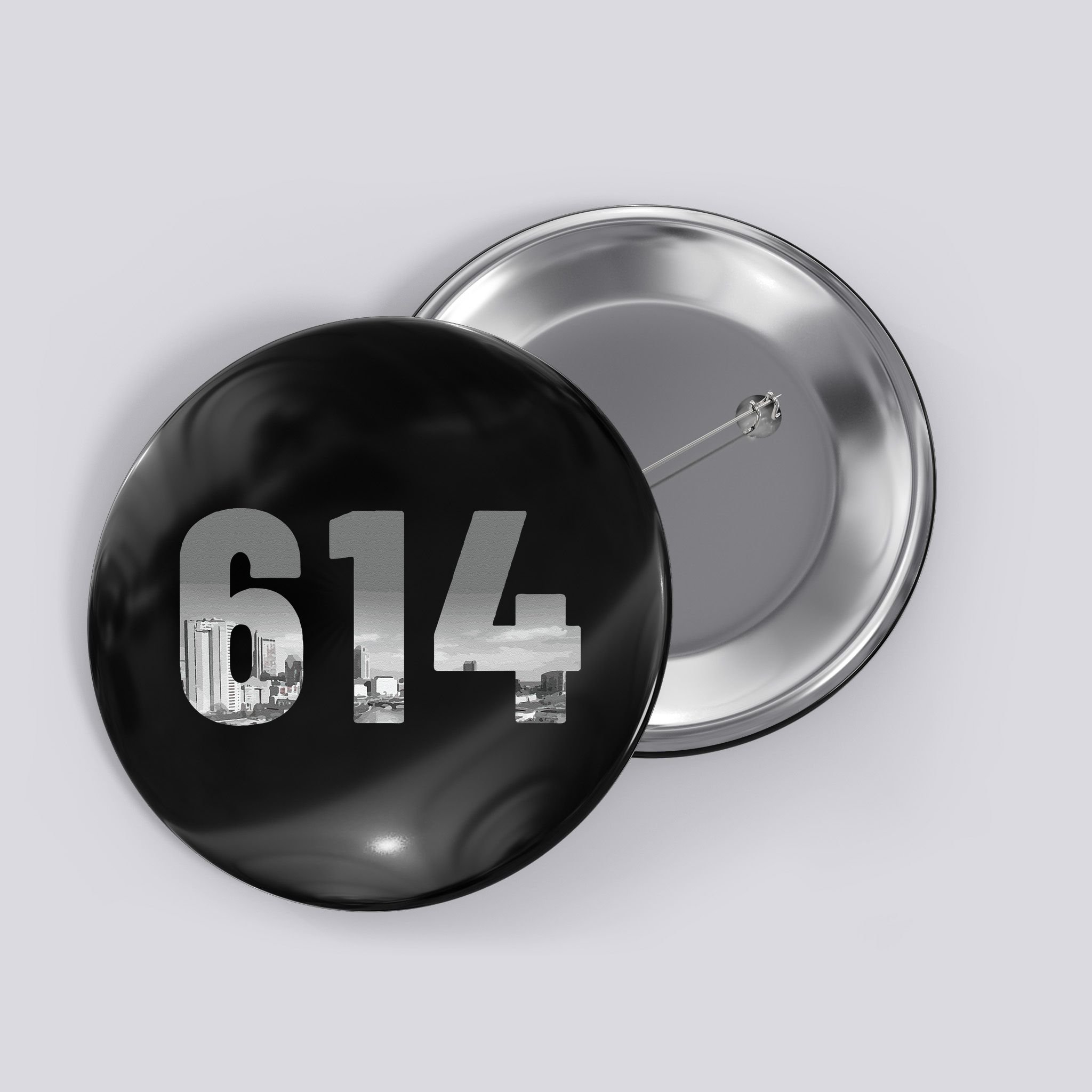 Columbus 614 Area Code Skyline Ohio Vintage Button