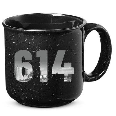 Columbus 614 Area Code Skyline Ohio Vintage 15oz Campfire Ceramic Mug
