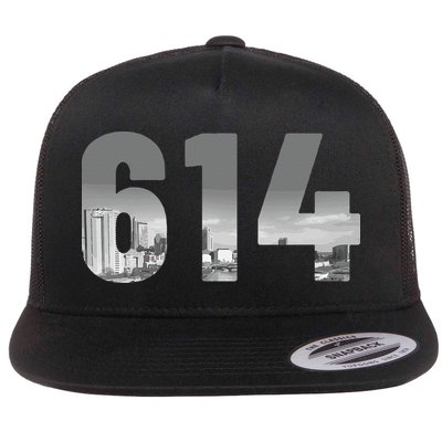 Columbus 614 Area Code Skyline Ohio Vintage Flat Bill Trucker Hat