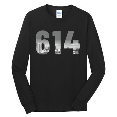 Columbus 614 Area Code Skyline Ohio Vintage Tall Long Sleeve T-Shirt