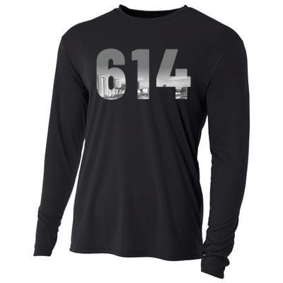 Columbus 614 Area Code Skyline Ohio Vintage Cooling Performance Long Sleeve Crew