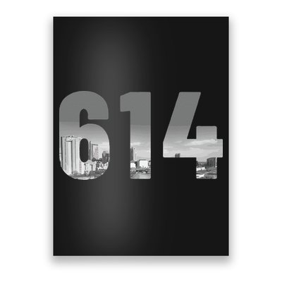 Columbus 614 Area Code Skyline Ohio Vintage Poster