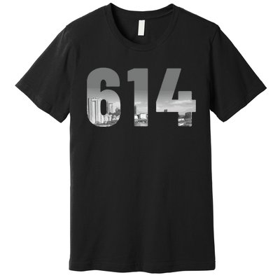 Columbus 614 Area Code Skyline Ohio Vintage Premium T-Shirt