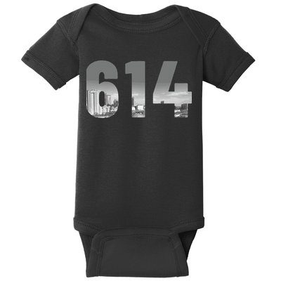 Columbus 614 Area Code Skyline Ohio Vintage Baby Bodysuit
