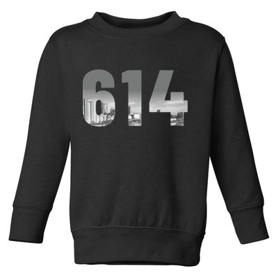 Columbus 614 Area Code Skyline Ohio Vintage Toddler Sweatshirt