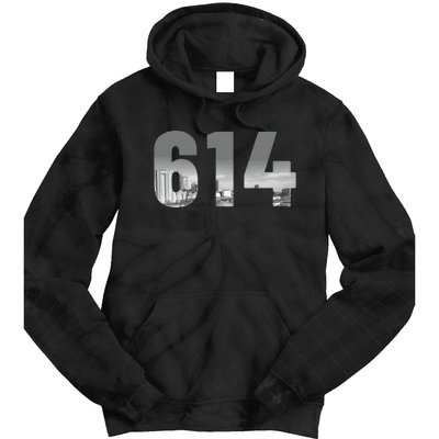 Columbus 614 Area Code Skyline Ohio Vintage Tie Dye Hoodie