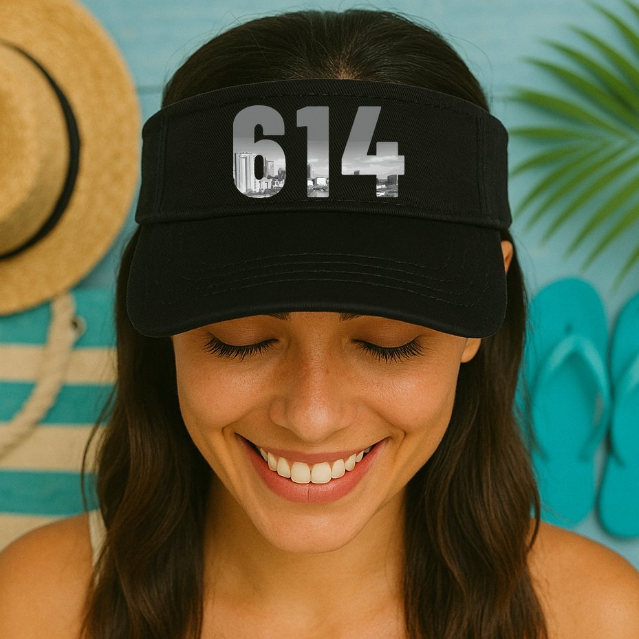 Columbus 614 Area Code Skyline Ohio Vintage Visor