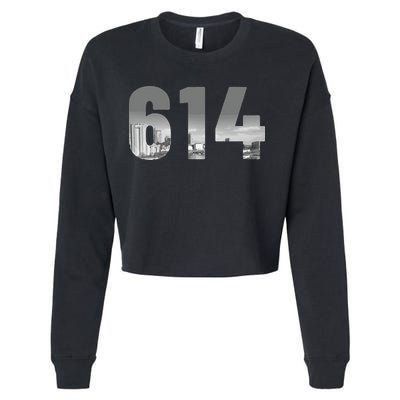 Columbus 614 Area Code Skyline Ohio Vintage Cropped Pullover Crew