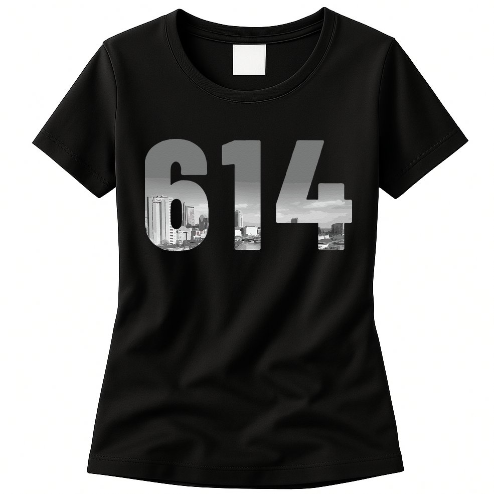 Columbus 614 Area Code Skyline Ohio Vintage Womens T-Shirt