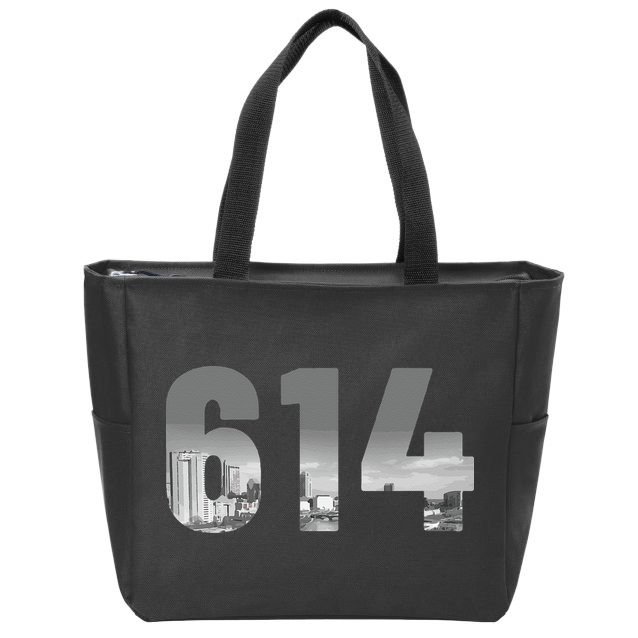 Columbus 614 Area Code Skyline Ohio Vintage Zip Tote Bag