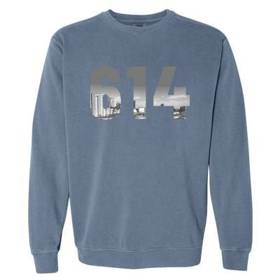 Columbus 614 Area Code Skyline Ohio Vintage Garment-Dyed Sweatshirt