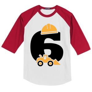  6th Birthday Construction Gift For Birthday Boy Kids Colorblock Raglan Jersey