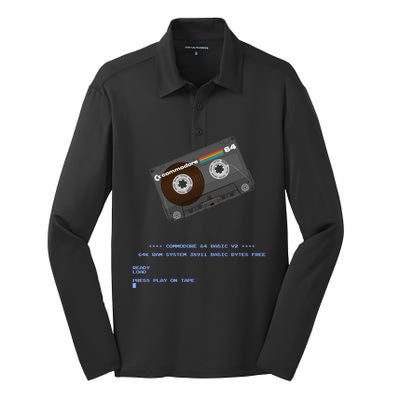 Commodore 64 Cassette Tape Loading... Silk Touch Performance Long Sleeve Polo