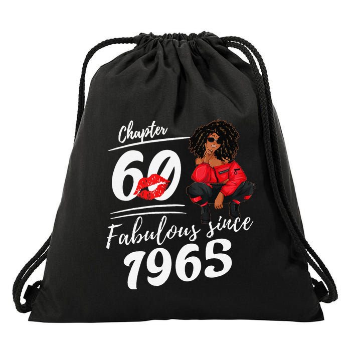 Chapter 60 Fabulous Since 1965 60th Birthday Queen Drawstring Bag