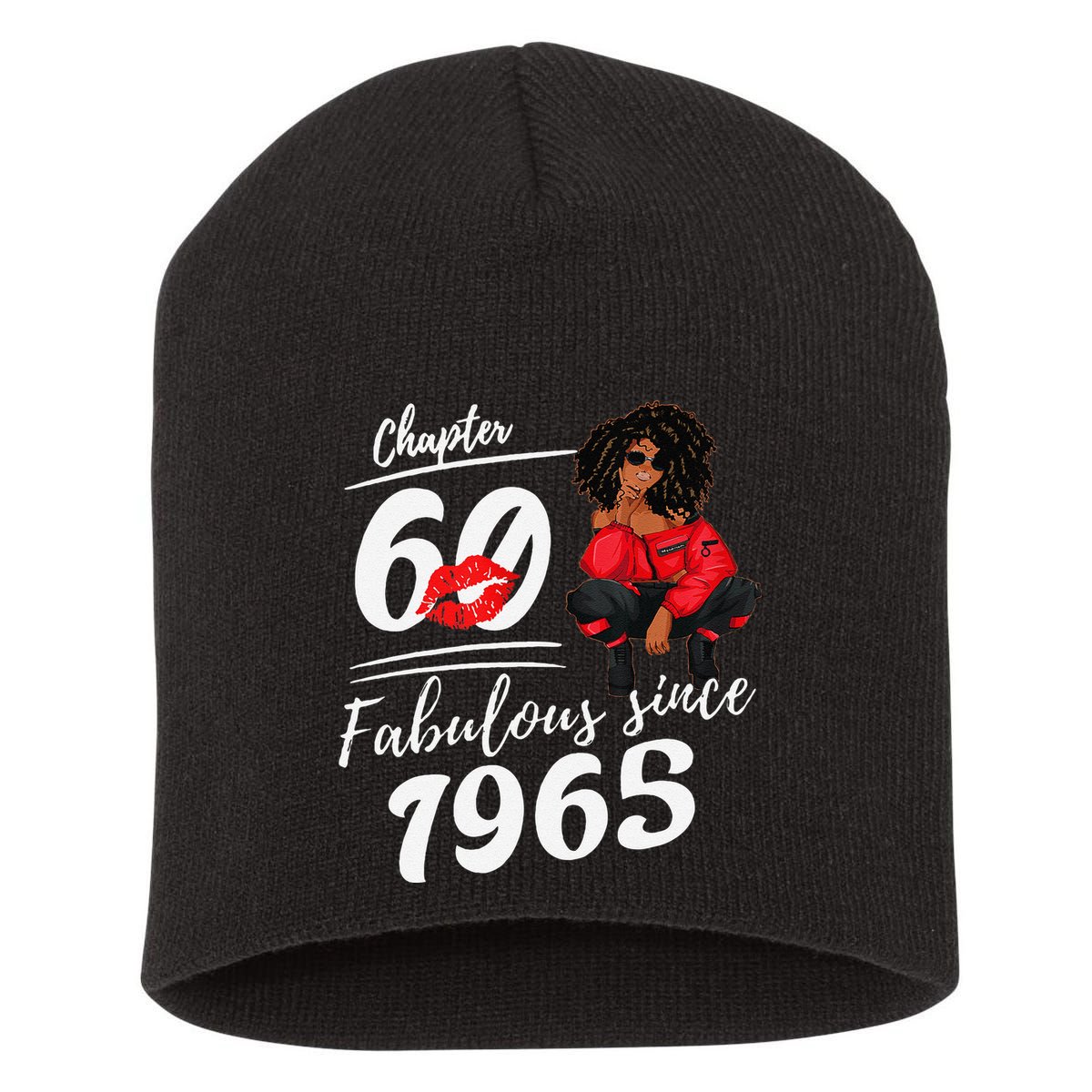 Chapter 60 Fabulous Since 1965 60th Birthday Queen Short Acrylic Beanie
