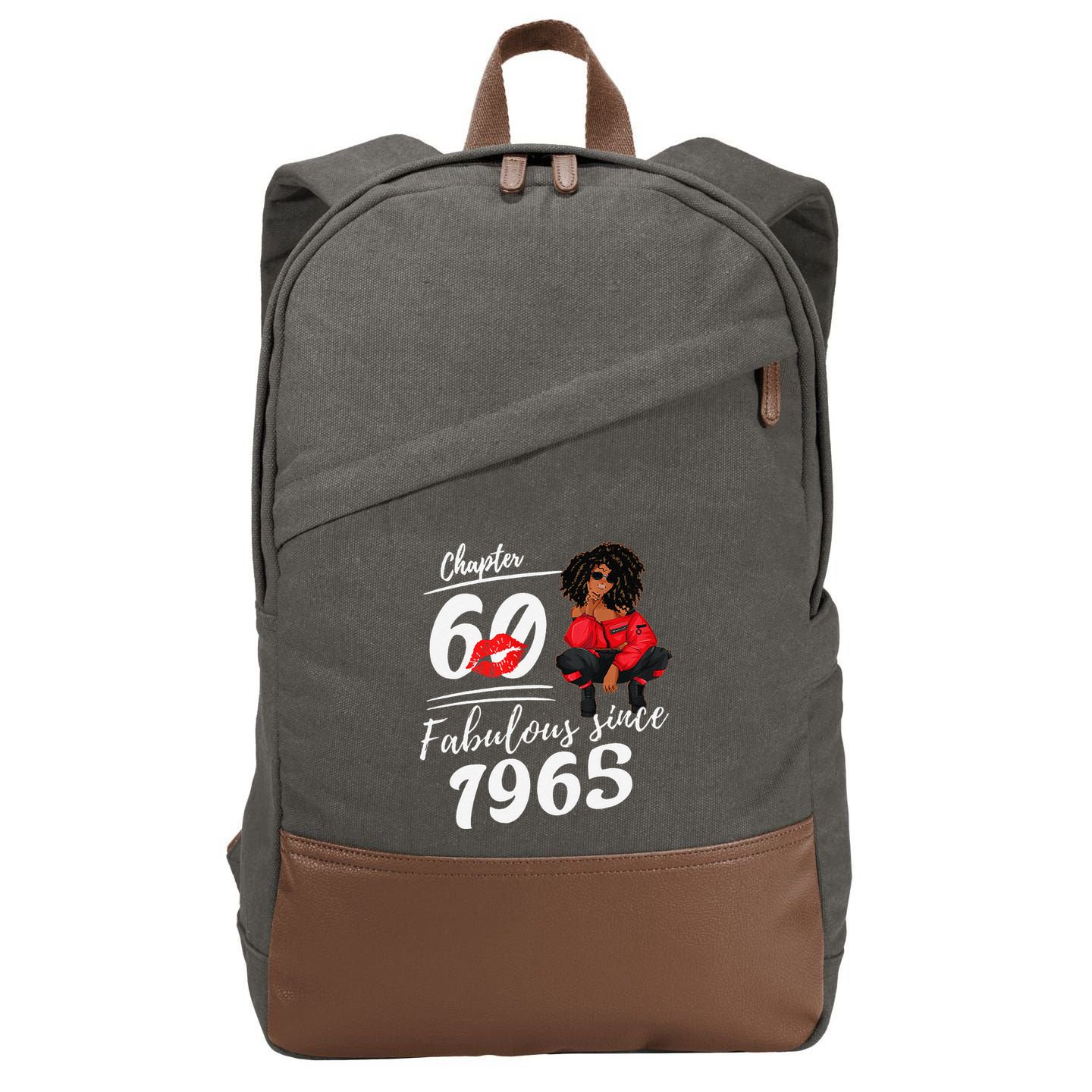 Chapter 60 Fabulous Since 1965 60th Birthday Queen Cotton Canvas Backpack