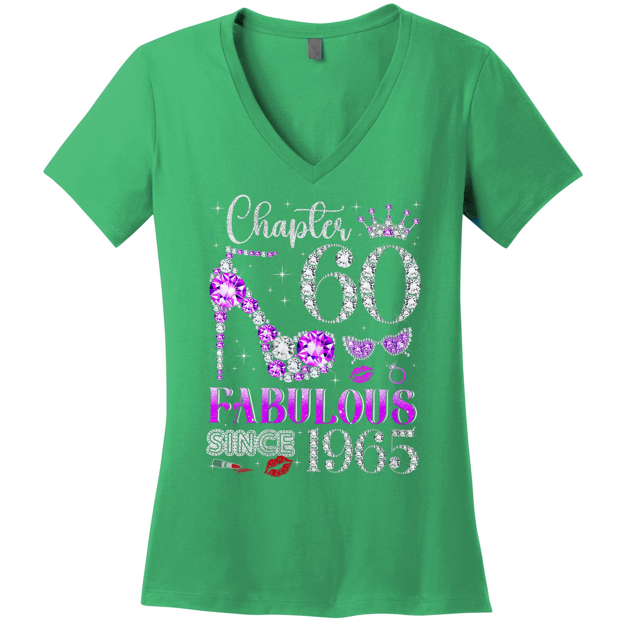 Chapter 60 Fabulous Since 1965 60Th Birthday Ladies Women's V-Neck T-Shirt