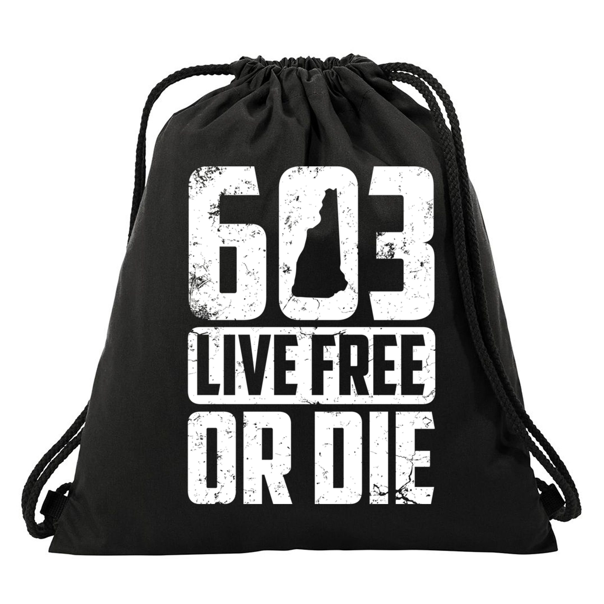 Cool 603 Live Free Or Die Funny New Hampshire Patriot Gift Drawstring Bag