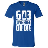 Cool 603 Live Free Or Die Funny New Hampshire Patriot Gift V-Neck T-Shirt