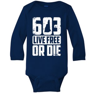 Cool 603 Live Free Or Die Funny New Hampshire Patriot Gift Baby Long Sleeve Bodysuit