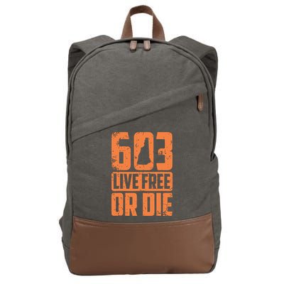 Cool 603 Live Free Or Die Funny New Hampshire Patriot Gift Cotton Canvas Backpack