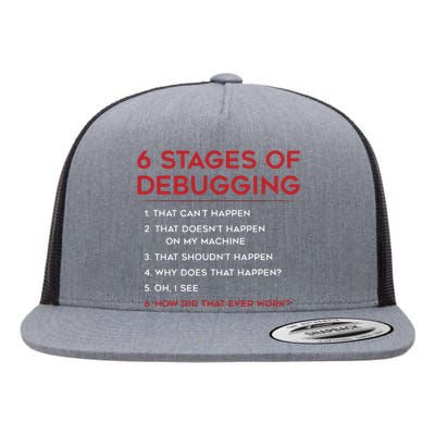 Coding 6 Stages Of Debugging Bug Computer Programmer Flat Bill Trucker Hat