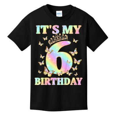 Cute 6 Years Old Girl Funny Butterfly Its My 6th Birthday Kids T-Shirt