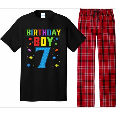 Cute 7th Birthday Gift 7 Years Old Block Buildingss Pajama Set