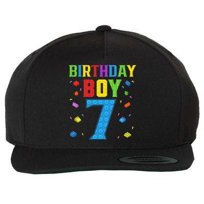 Cute 7th Birthday Gift 7 Years Old Block Buildingss Wool Snapback Cap