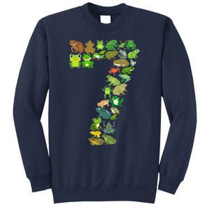 Cute 7th Birthday Frog Themed 7 Year Old Frog Lover Sweatshirt