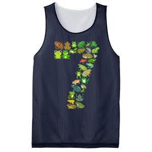 Cute 7th Birthday Frog Themed 7 Year Old Frog Lover Mesh Reversible Basketball Jersey Tank