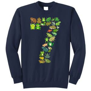 Cute 7th Birthday Frog Themed 7 Year Old Frog Lover Tall Sweatshirt