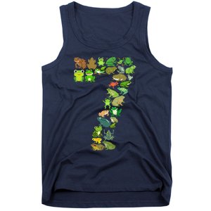 Cute 7th Birthday Frog Themed 7 Year Old Frog Lover Tank Top