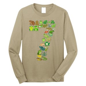 Cute 7th Birthday Frog Themed 7 Year Old Frog Lover Long Sleeve Shirt