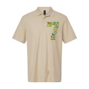 Cute 7th Birthday Frog Themed 7 Year Old Frog Lover Softstyle Adult Sport Polo