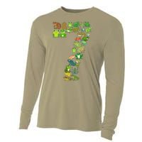 Cute 7th Birthday Frog Themed 7 Year Old Frog Lover Cooling Performance Long Sleeve Crew