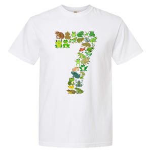 Cute 7th Birthday Frog Themed 7 Year Old Frog Lover Garment-Dyed Heavyweight T-Shirt