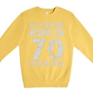 Cute 70th Birthday Fisherman Seventy Years Old Fishing Lover Premium Crewneck Sweatshirt