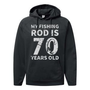 Cute 70th Birthday Fisherman Seventy Years Old Fishing Lover Performance Fleece Hoodie