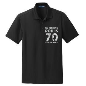 Cute 70th Birthday Fisherman Seventy Years Old Fishing Lover Dry Zone Grid Polo