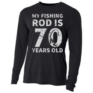 Cute 70th Birthday Fisherman Seventy Years Old Fishing Lover Cooling Performance Long Sleeve Crew