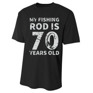 Cute 70th Birthday Fisherman Seventy Years Old Fishing Lover Performance Sprint T-Shirt