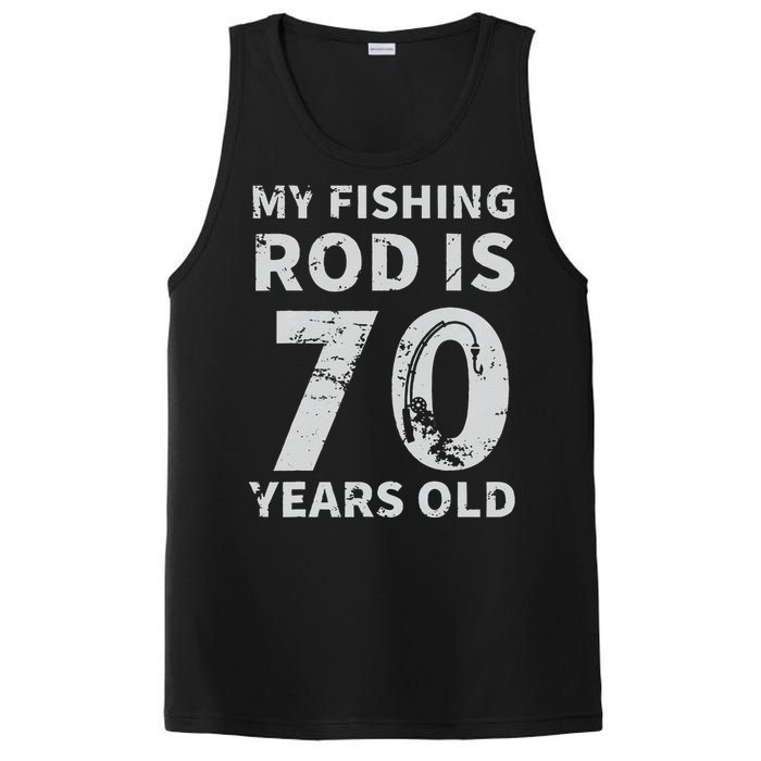 Cute 70th Birthday Fisherman Seventy Years Old Fishing Lover PosiCharge Competitor Tank