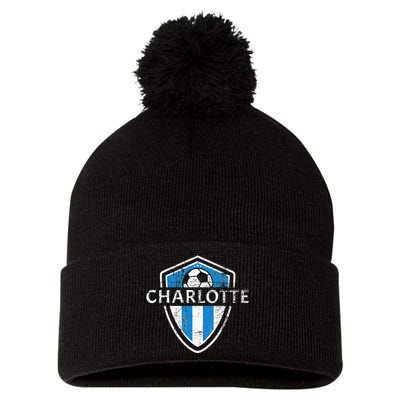 Charlotte 704 Jersey Fan Badge Pom Pom 12in Knit Beanie