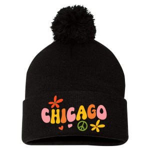 Chicago 70s Retro Hippie Pom Pom 12in Knit Beanie