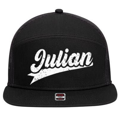 Classic 70s Retro Name Julian 7 Panel Mesh Trucker Snapback Hat