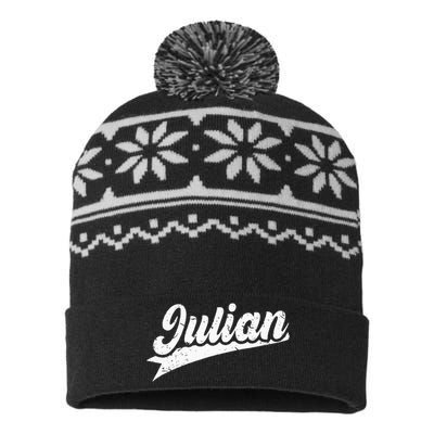 Classic 70s Retro Name Julian USA-Made Snowflake Beanie