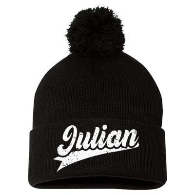 Classic 70s Retro Name Julian Pom Pom 12in Knit Beanie