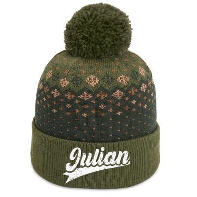 Classic 70s Retro Name Julian The Baniff Cuffed Pom Beanie